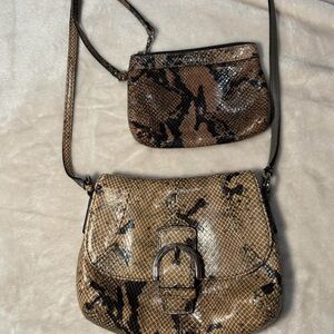 Coach Soho snake print crossbody bag with a matching wristlet wallet